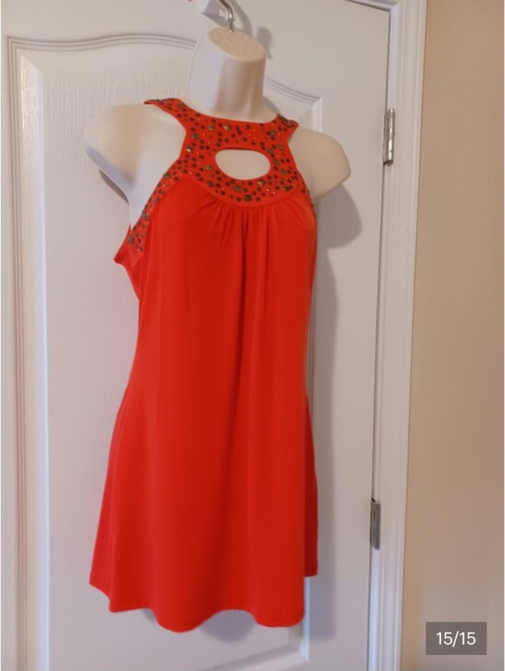 Cache Red Embellished Halter Top
